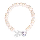 Children's Pink Pearlized Bracelet w/GA Heart and Metal Girl Charm Boxed