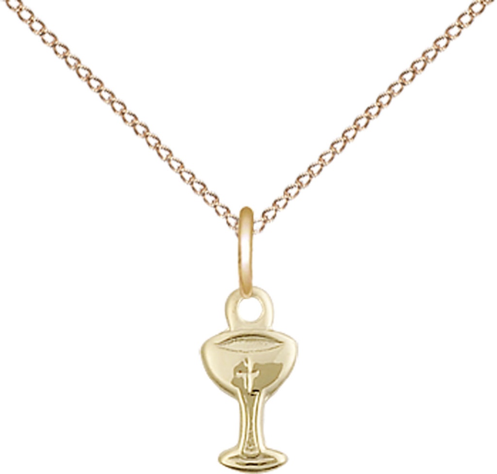 14kt Gold Filled Chalice Pendant on a 18 inch Gold Filled Light Curb chain