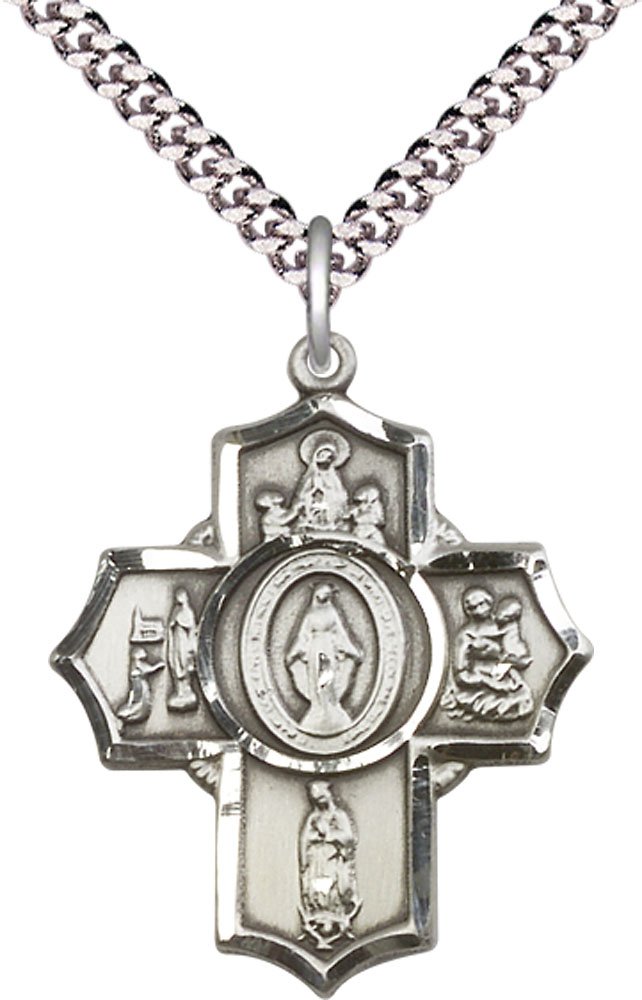 Sterling Silver Apparitions Pendant on a 24 inch Light Rhodium Heavy Curb chain