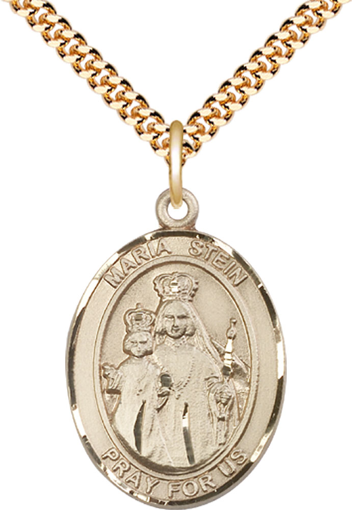 14kt Gold Filled Maria Stein Pendant on a 24 inch Gold Plate Heavy Curb chain