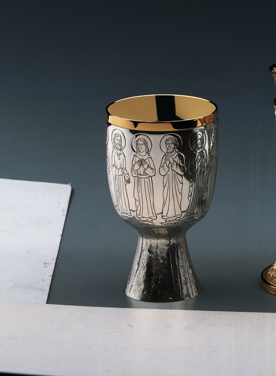 Chalice &amp; Dish Paten, Brass Silv/Gp