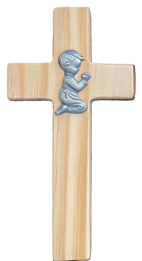 Light Stain Pine Wood Boy Cross 7.9 x 3.9