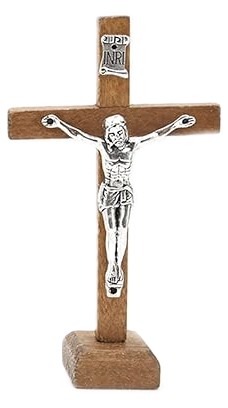 4.1in. Light Stain Pine Wood Crucifix 