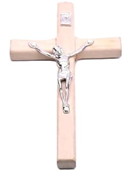 4.7in. Light Stain Pine Wood Crucifix 