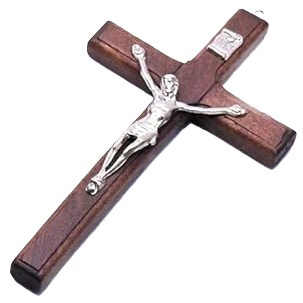 4.7in. Medium Stain Pine Wood Crucifix 