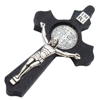 2.4in. Dark Stain Pine Wood Crucifix 