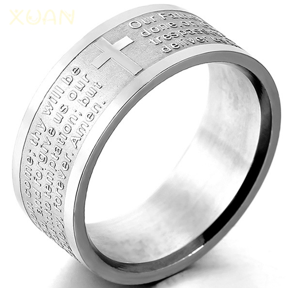 Stainless Steel Lord's Prayer Ring - Size 10