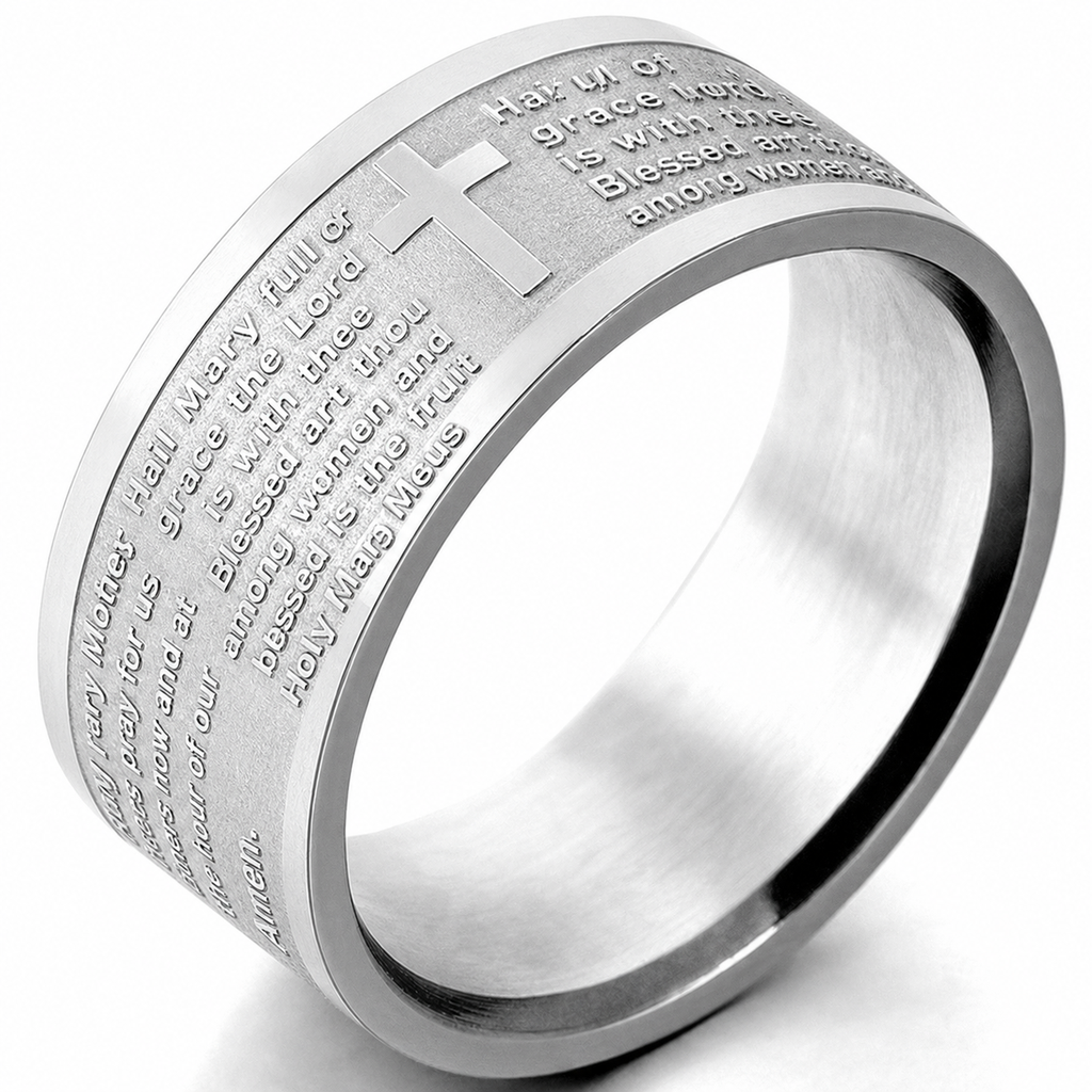 Stainless Steel Hail Mary Ring - Size 9