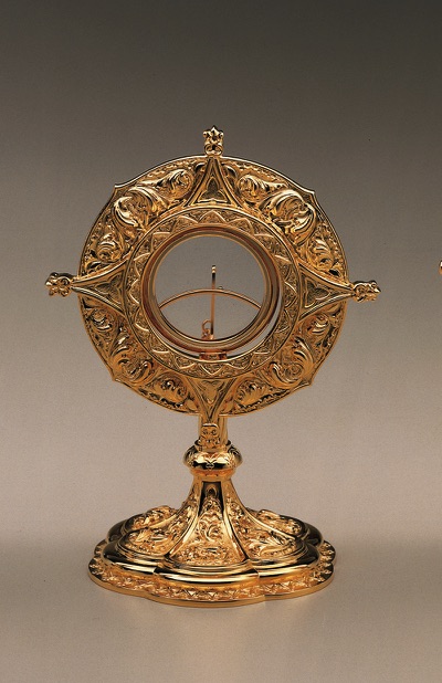 Gold Plated Ostensoria, 9.5"H