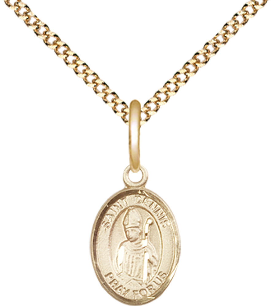 14kt Gold Filled Saint Dennis Pendant on a 18 inch Gold Plate Light Curb chain
