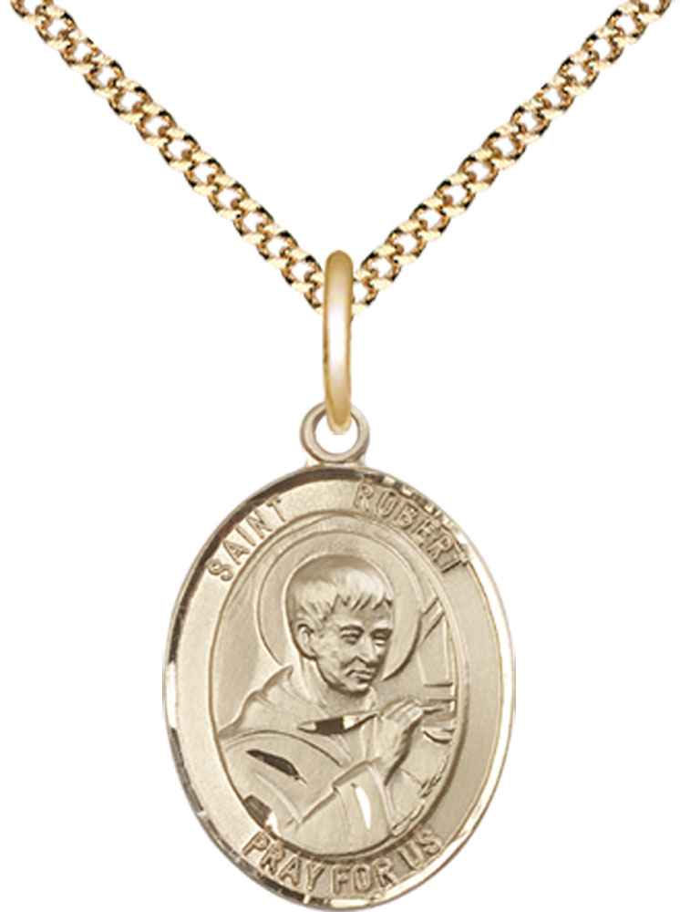 14kt Gold Filled Saint Robert Bellarmine Pendant on a 18 inch Gold Plate Light Curb chain