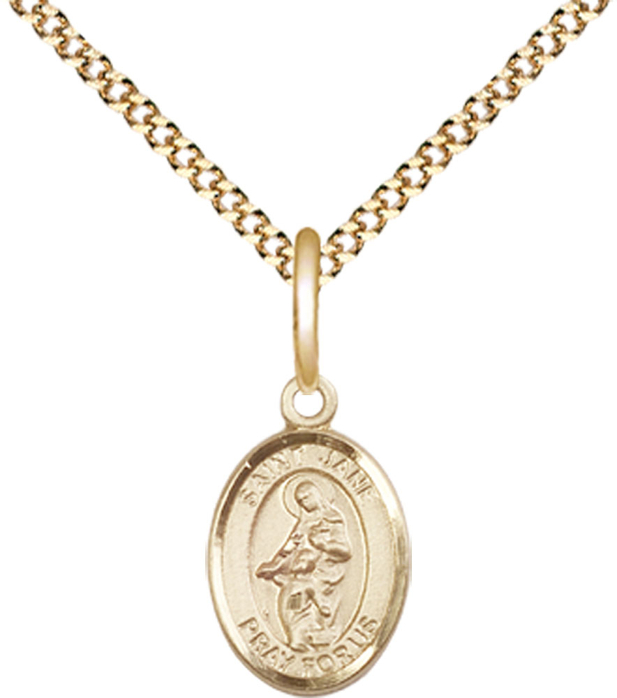 14kt Gold Filled Saint Jane of Valois Pendant on a 18 inch Gold Plate Light Curb chain