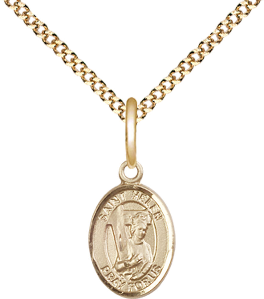 14kt Gold Filled Saint Helen Pendant on a 18 inch Gold Plate Light Curb chain