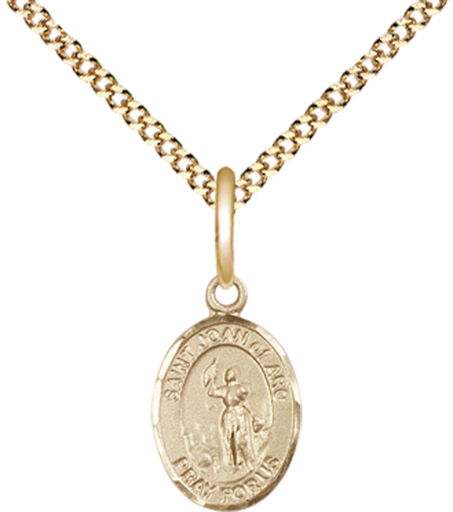 14kt Gold Filled Saint Joan of Arc Pendant on a 18 inch Gold Plate Light Curb chain