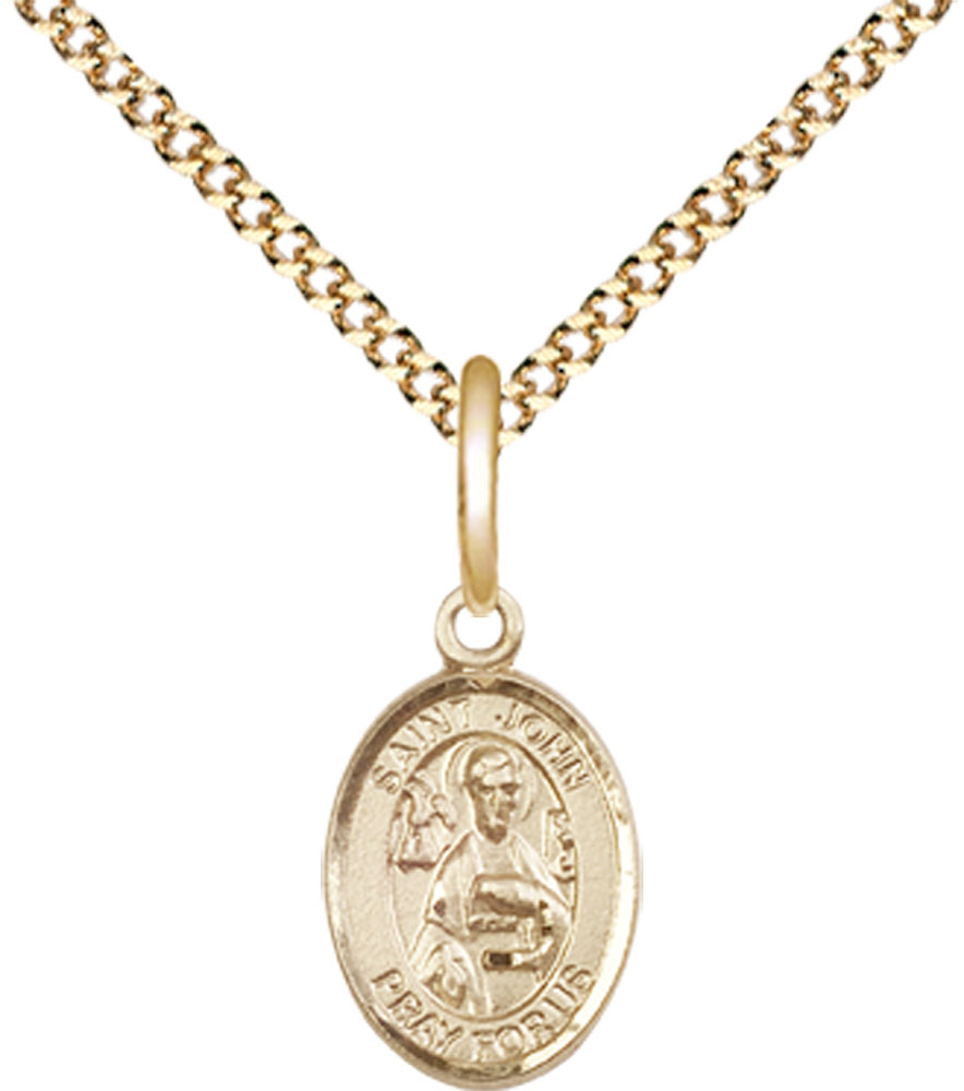 14kt Gold Filled Saint John the Apostle Pendant on a 18 inch Gold Plate Light Curb chain