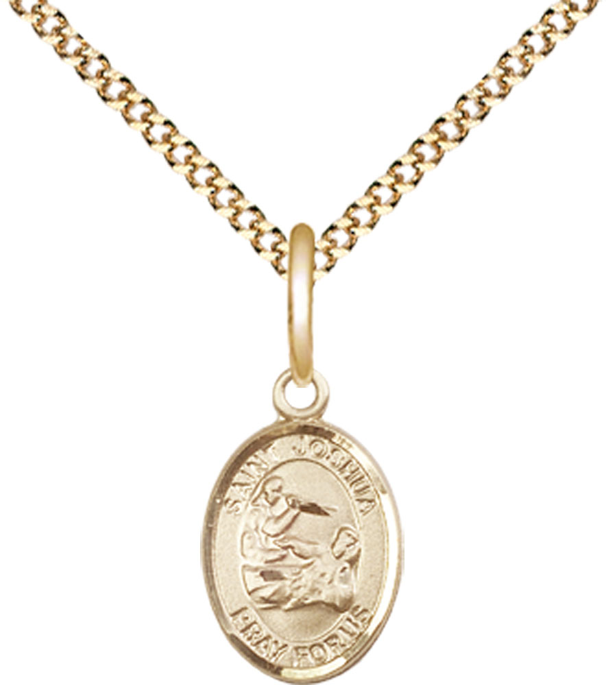 14kt Gold Filled Saint Joshua Pendant on a 18 inch Gold Plate Light Curb chain
