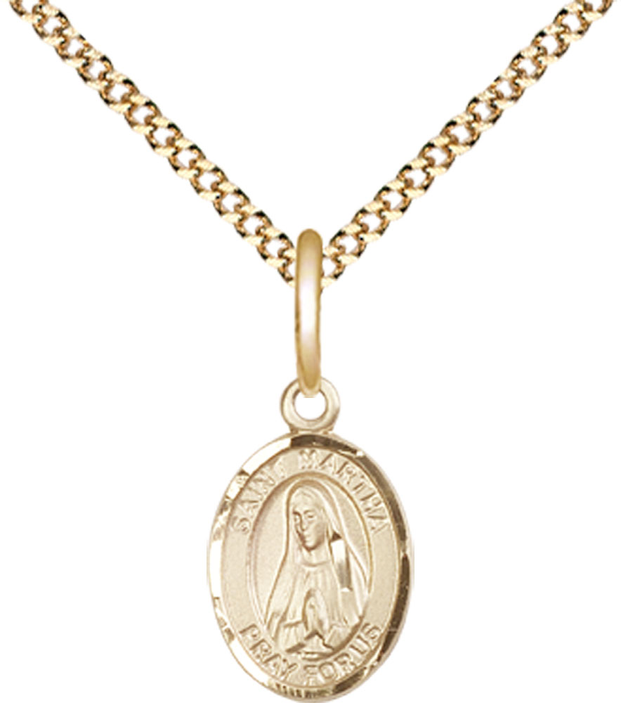 14kt Gold Filled Saint Martha Pendant on a 18 inch Gold Plate Light Curb chain