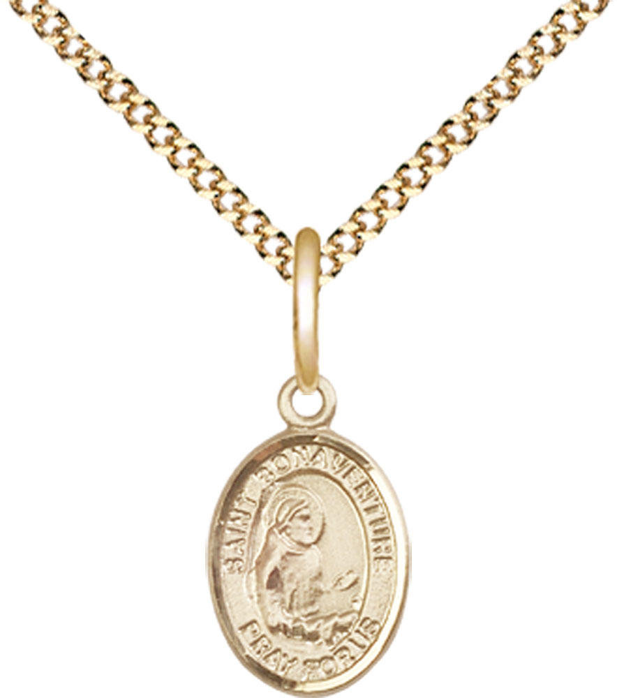 14kt Gold Filled Saint Bonaventure Pendant on a 18 inch Gold Plate Light Curb chain