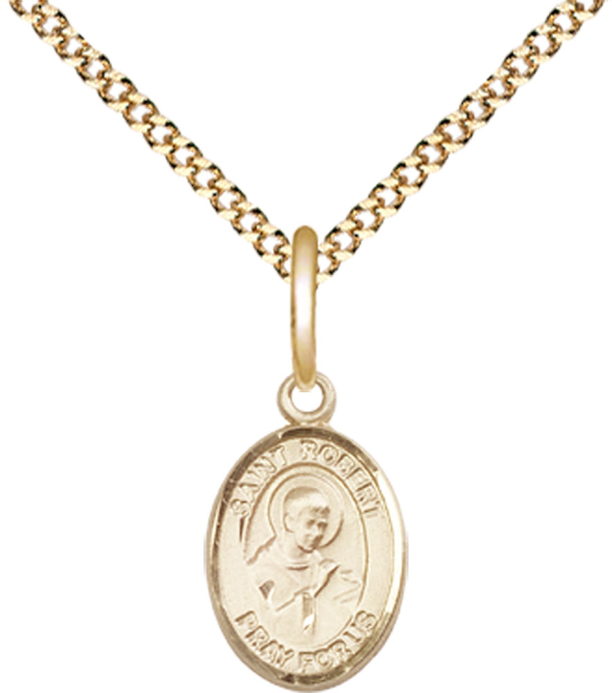 14kt Gold Filled Saint Robert Bellarmine Pendant on a 18 inch Gold Plate Light Curb chain