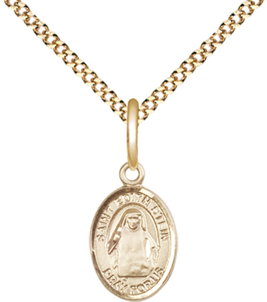 14kt Gold Filled Saint Edith Stein Pendant on a 18 inch Gold Plate Light Curb chain