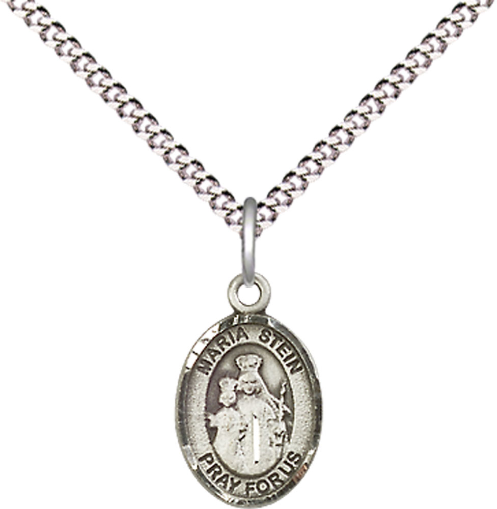 Sterling Silver Maria Stein Pendant on a 18 inch Light Rhodium Light Curb chain