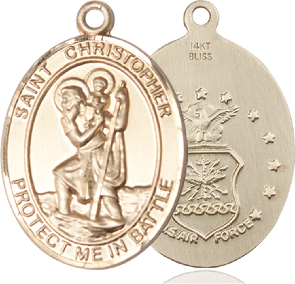 14kt Gold Saint Christopher Air Force Medal