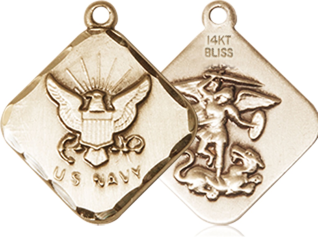 14kt Gold Navy Diamond Medal