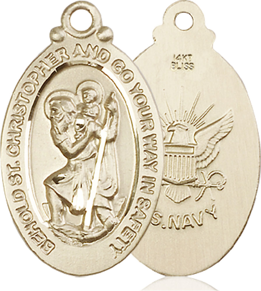 14kt Gold Saint Christopher Navy Medal