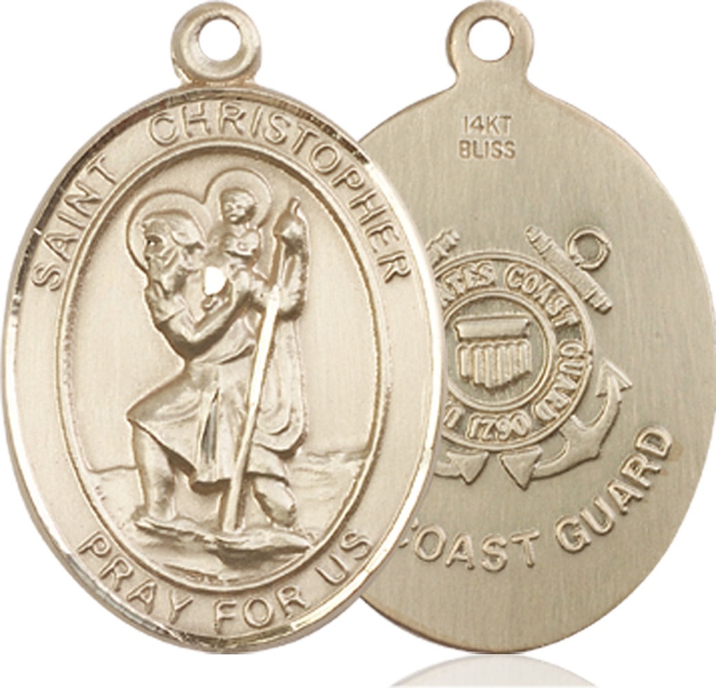 14kt Gold Saint Christopher Coast Guard Medal