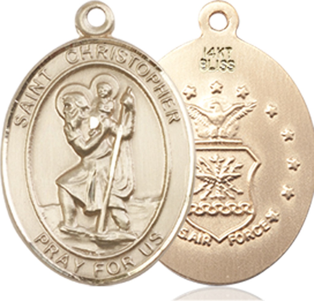 14kt Gold Saint Christopher Air Force Medal