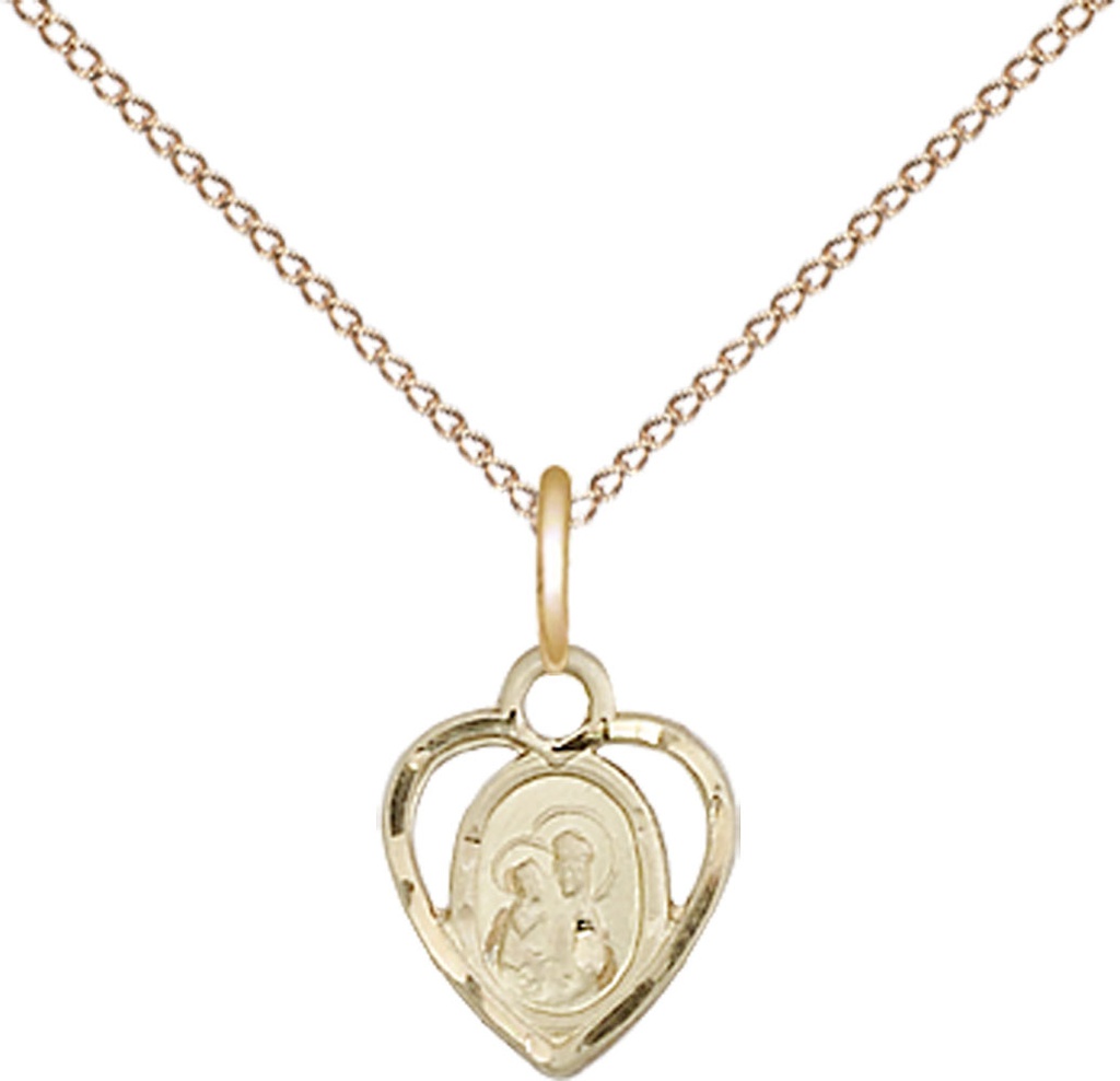 14kt Gold Filled Our Lady of Perpetual Health Pendant on a 18 inch Gold Filled Light Curb chain