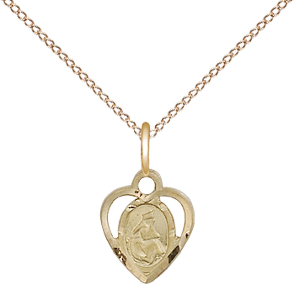 14kt Gold Filled Our Lady of la Salette Pendant on a 18 inch Gold Filled Light Curb chain