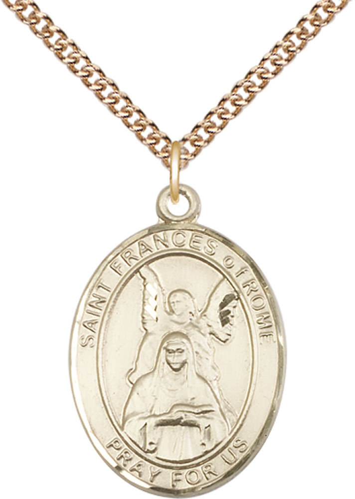 14kt Gold Filled Saint Frances of Rome Pendant on a 24 inch Gold Filled Heavy Curb chain