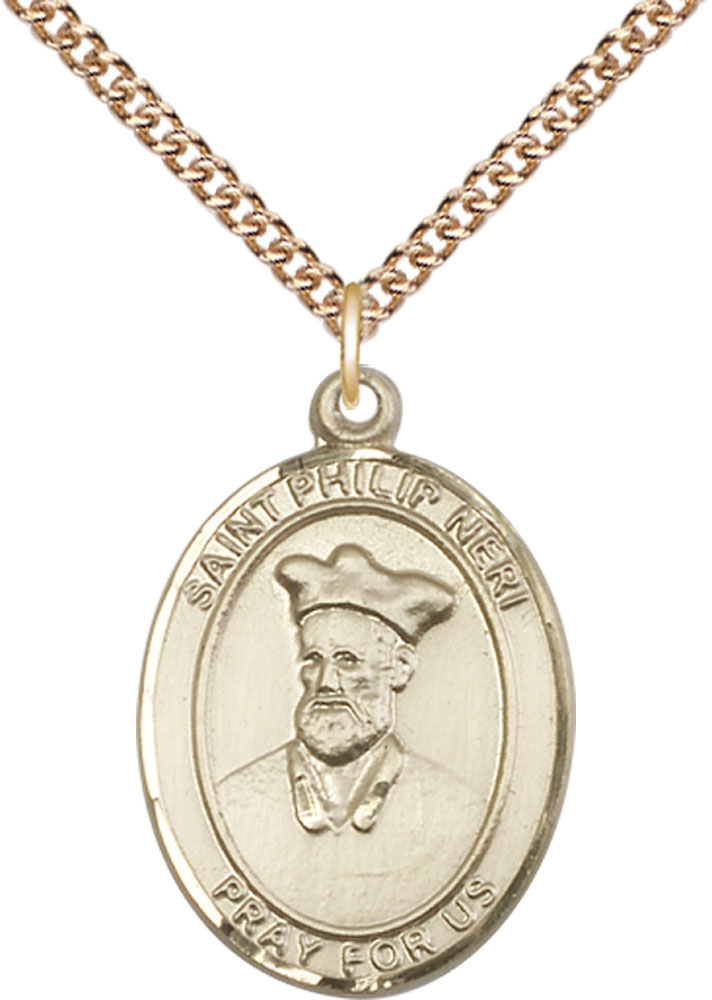 14kt Gold Filled Saint Philip Neri Pendant on a 24 inch Gold Filled Heavy Curb chain