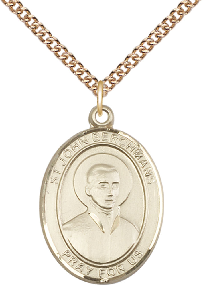 14kt Gold Filled Saint John Berchmans Pendant on a 24 inch Gold Filled Heavy Curb chain