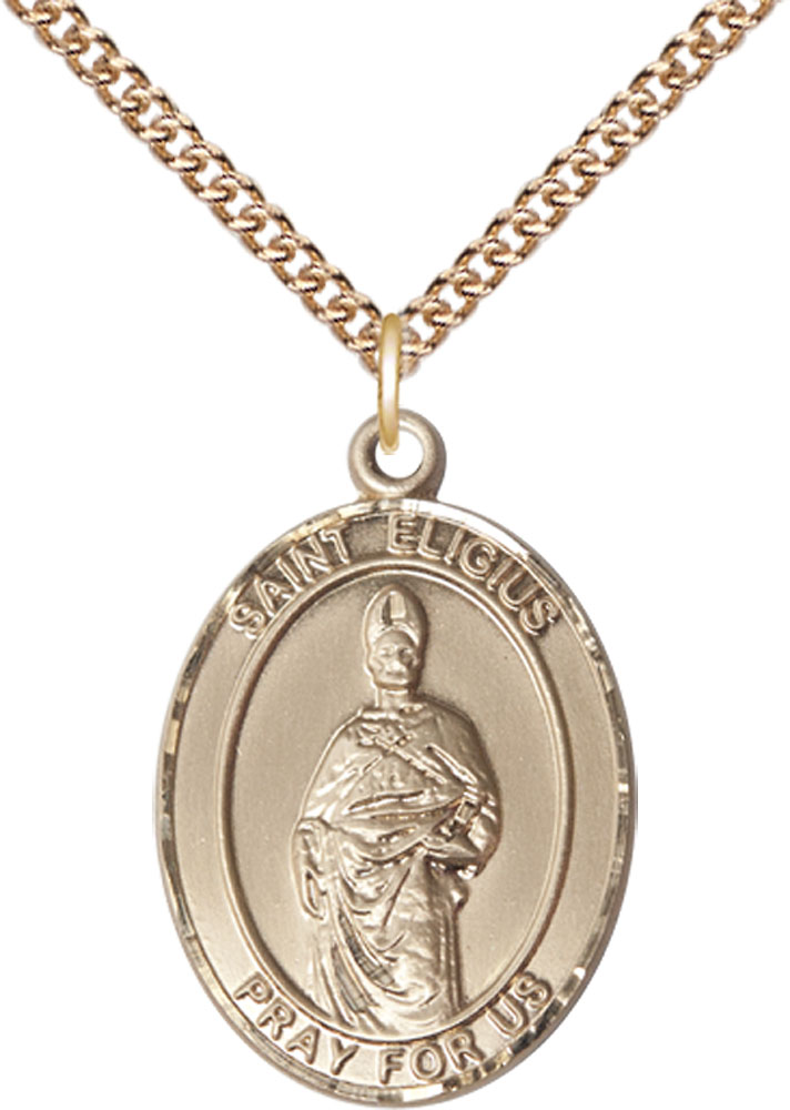 14kt Gold Filled Saint Eligius Pendant on a 24 inch Gold Filled Heavy Curb chain