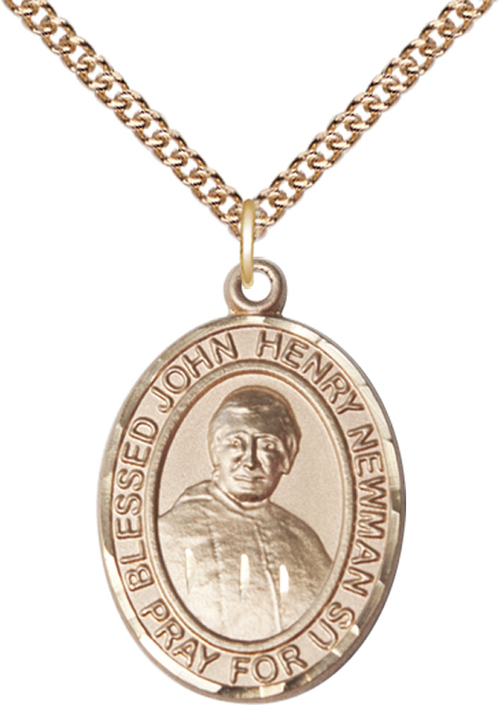 14kt Gold Filled Blessed John Henry Newman Pendant on a 24 inch Gold Filled Heavy Curb chain