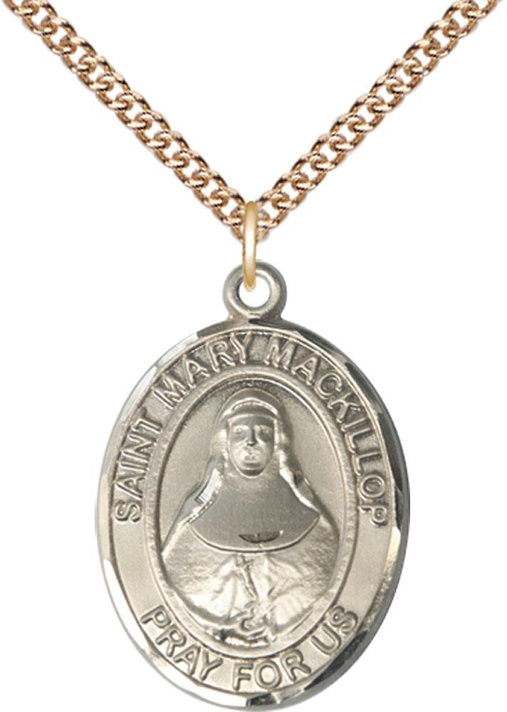 14kt Gold Filled Saint Mary Mackillop Pendant on a 24 inch Gold Filled Heavy Curb chain