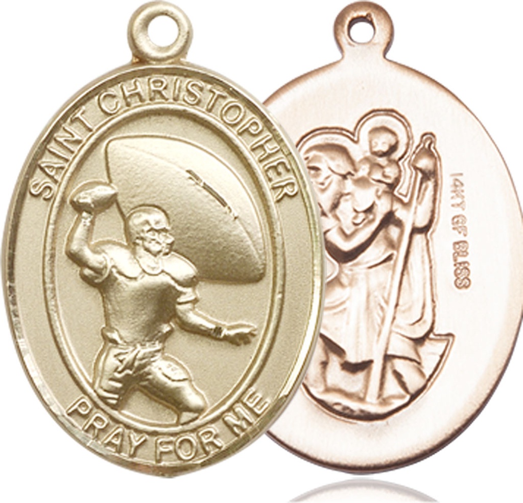 14kt Gold Filled Saint Christpher Football Medal