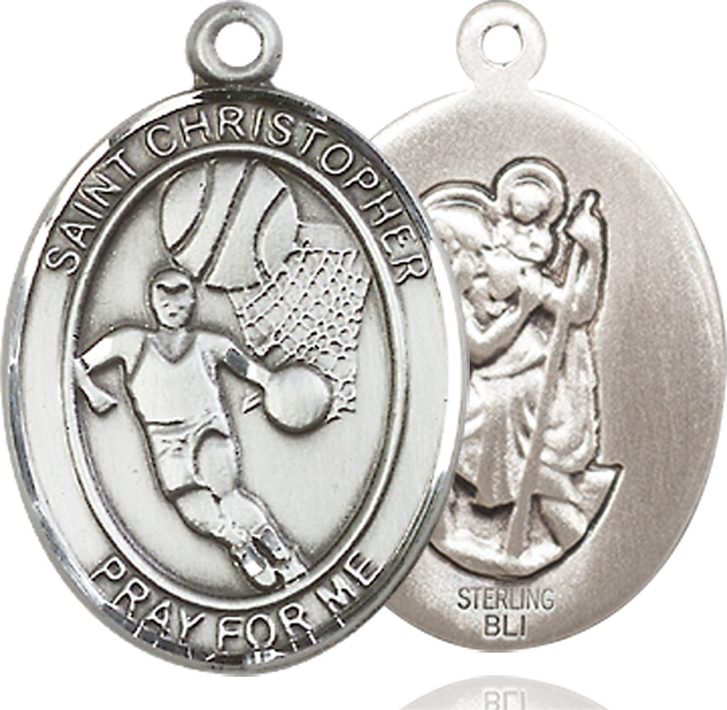 Sterling Silver Saint Christopher Basketball Medal