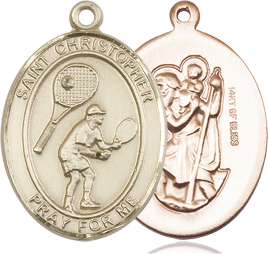 14kt Gold Filled Saint Christopher Tennis Medal