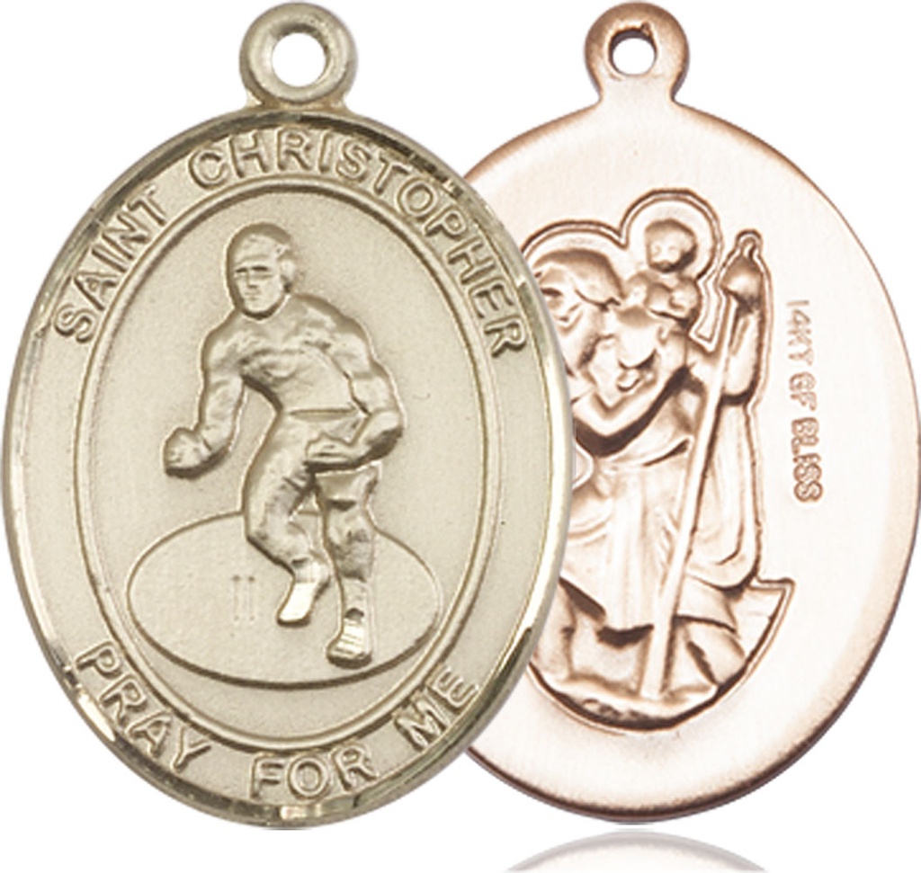 14kt Gold Filled Saint Christopher Wrestling Medal