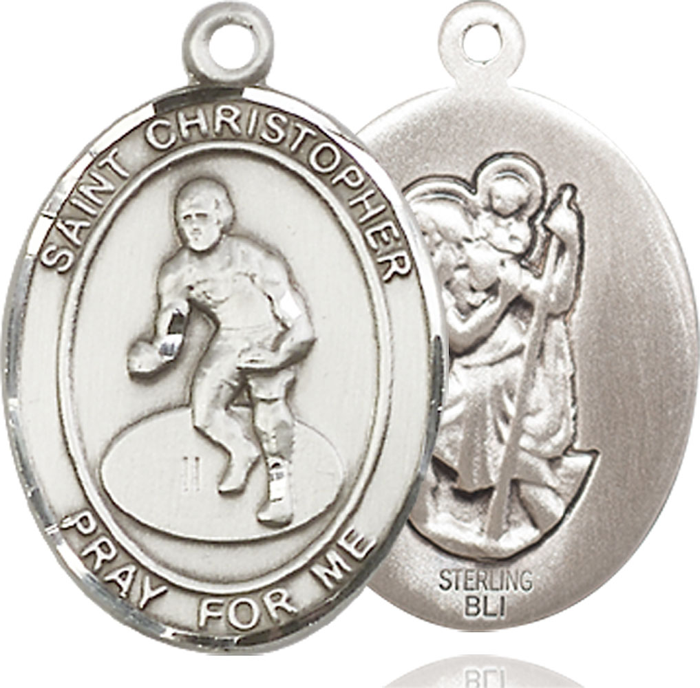 Sterling Silver Saint Christopher Wrestling Medal