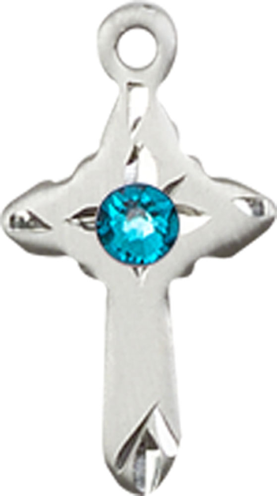 Sterling Silver Cross Medal with a 3mm Zircon Swarovski stone