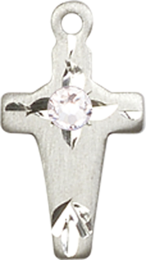 Sterling Silver Cross Medal with a 3mm Crystal Swarovski stone