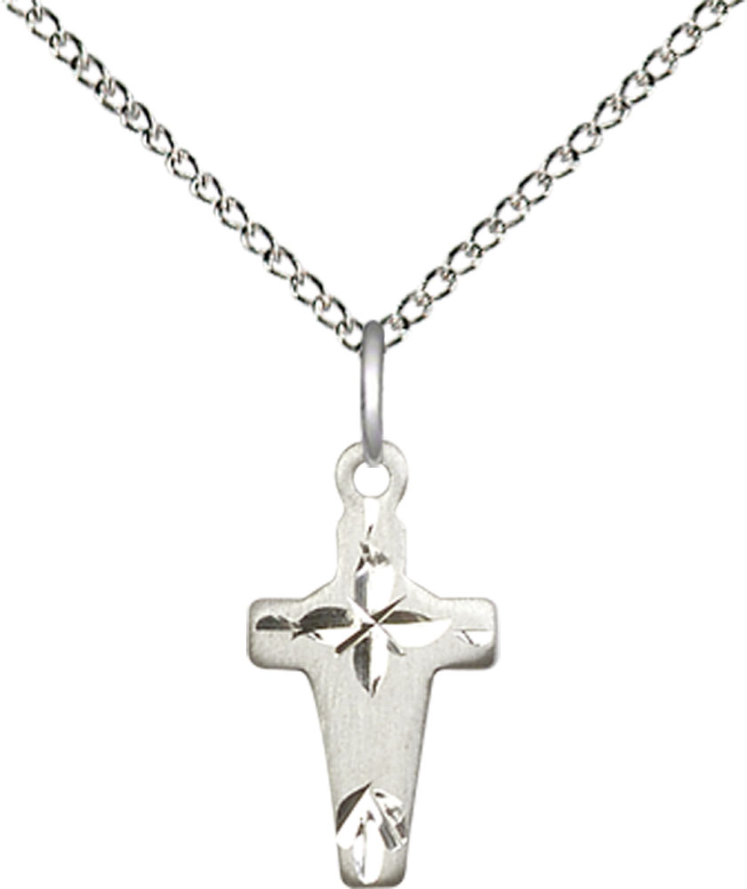 Sterling Silver Cross Pendant on a 18 inch Sterling Silver Light Curb chain