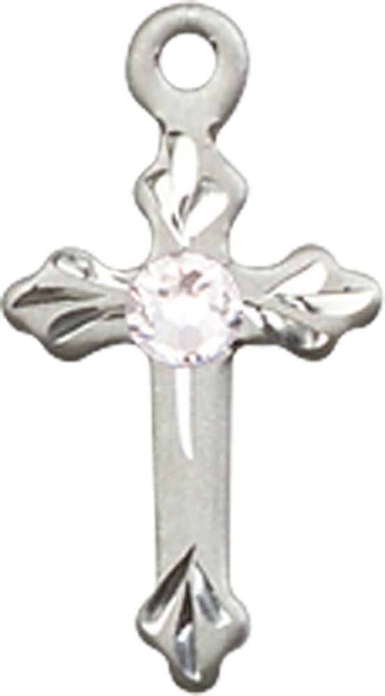 Sterling Silver Cross Medal with a 3mm Crystal Swarovski stone