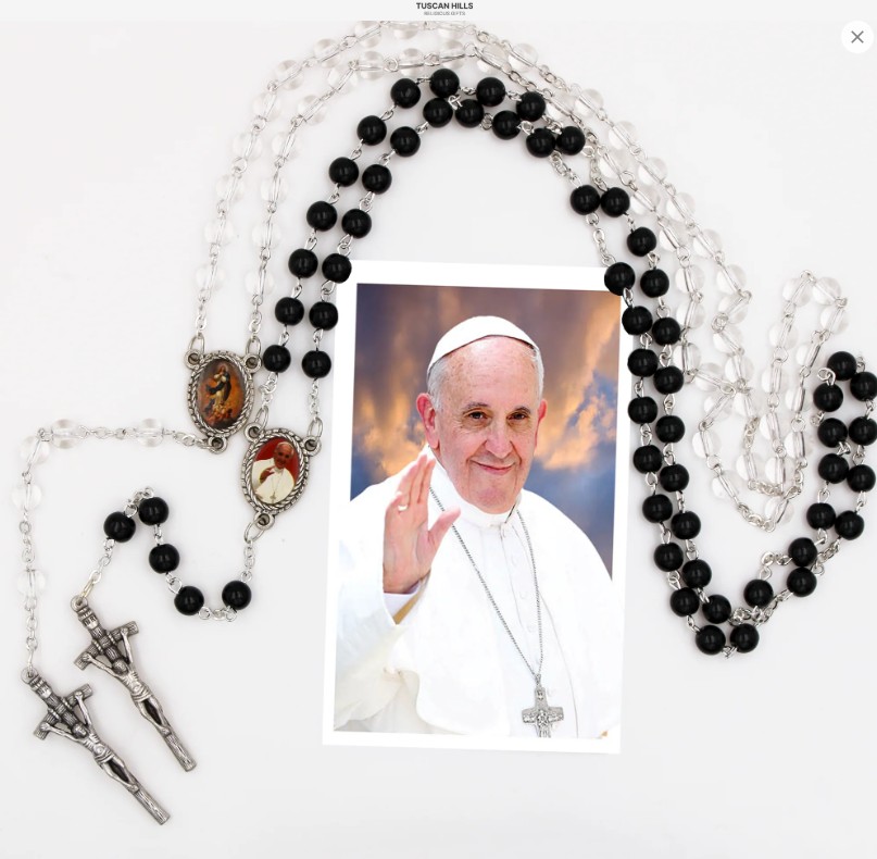 Black Bead Rosary St. Francis