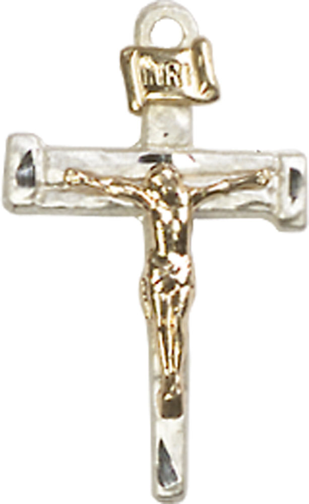 Two-Tone GF/SS Nail Crucifix Medal