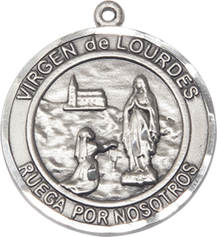 Sterling Silver Virgen de Lourdes Medal